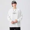 Camiseta de Manga Larga Versátil Base Retro Japonesa de Cuello Redondo Holgada con Hombros Caídos Edición Otoño 2025 para Hombre