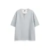 Camiseta Henley de Manga Curta Falsa Duas Peças Ace Retro Masculina de Verão Respirável Camisa Básica Camiseta Solta Ht1022