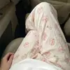 Pantalones de Pijama de Algodón Nube para Mujer de Verano, Delgados, Talla Grande 100 kg, Holgados Casuales, Pantalones de Pierna Ancha de Cintura Alta Relajados para Caminar