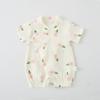 Macacão de Bebê Verão Gaze de Algodão Puro Roupa de Monge Fina Roupas de Bebê Recém-Nascido com Lapelas Inclinadas e Alças para Roupas de Rastejar ao Ar Livre