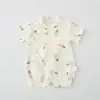 Macacão de bebê verão gaze de algodão puro roupa de monge fina para recém-nascido caiaque lapela cruzada amarração roupas de escalada para sair
