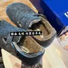 Sapatos Birkenstock 100% Lã, Sapatos Quentes de Algodão Baotou Slip-On, Sapatos de Lã Grossos e Forrados com Fleece para Mulheres, Estilos de Outono e Inverno