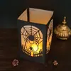 Linterna de papel 3D telaraña negra de Halloween, linterna de papel hueca tallada, pantalla de papel para vela, luz nocturna, linterna de valla de araña