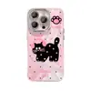 Pulsera Gato Negro de Lunares Adecuada para Apple 16 Funda de Teléfono de Hilo de Plumas con Soporte 15Promax Linda 14 Película para Lente 17