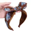 Scrunchie Retro de Bloques de Color Azules Estampados Diadema para el Cabello para Mujer Lazo para el Cabello Elegante de Lujo Ligero con Pliegues de Doble Capa