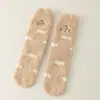Calcetines Lindos de Orejas de Animal Peludas Tridimensionales hasta la Mitad de la Pantorrilla Diseño de Dibujos Animados Otoño e Invierno Calcetines Gruesos para el Suelo Calcetines para Dormir