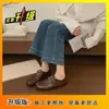 Zapatos de cuero estilo brogue británico para mujer, nuevo modelo primavera 2026, doble hebilla con diseño tallado, mocasines vintage, zapatos planos de una sola pieza