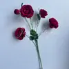 Ramo único 5 cabeças flor de lótus orvalhado flor de seda lótus orvalhado camélia simulação fileira de flores de casamento decoração de flores flor artificial flores para exibição em casa