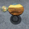 Venta Directa a Precio de Fábrica de Madera Maciza de Nogal Sudamericano y Resina Mesa Redonda Pequeña Creativa Soporte Especial de Venta al por Mayor Pedidos Pequeños