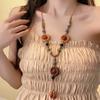 Collar Étnico Retro con Monedas y Borlas de Cuentas para Mujer Cadena para Suéter de Otoño e Invierno Nuevo Collar de Cuentas Negras Apiladas de Chinoiserie Joyería