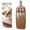 Tabla de quesos de madera de acacia, cuchillo para queso, tabla para mantequilla y queso, tabla de cortar de madera, tabla para pan y filete, juego de cuchillos para queso