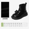 Botas de Cuero para Niñas Snuffy Piel Genuina Otoño e Invierno 2025 Nuevo Estilo Botines Cálidos con Forro de Felpa Botas Martin Estilo Princesa para Niñas
