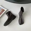 Botines Martin para mujer, nueva colección otoño/invierno 2023, color mango, forrados de felpa, botines cortos de estilo británico, de suela plana, con cremallera trasera