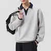 Roupa Masculina Shanggu Primavera e Outono Gola Patchwork Moletom Falso Duas Peças Masculino Pesado Tendência Pulôver Solto Manga Longa Top