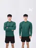 Outono Clone Rosto Meio Botão Gola Redonda Slim Fit Casual Moda Exibição Fitness Esportes Alta Elasticidade Base Camiseta Longa