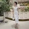 Vestido de noite preto tomara que caia para mulheres, comprimento médio, vestido sereia justo ao corpo, adequado para banquetes, recepções e festas, vestido elegante