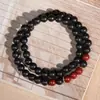 Pulsera de Bolas de Incienso Doble Círculo 6mm para Hombres y Mujeres, Estilo Diseñador de Lujo Ligero, Pulsera de Hilo de Bolas Redondas de Incienso, Joyería de Mano Vintage