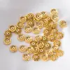 Cuentas Espaciadoras Flor Hueca Forma de Abanico Oro 18K para Pulsera de Cuentas Hecha a Mano DIY, Joyería con Cuentas Espaciadoras