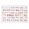 Venta Caliente Transfronteriza de 36 Pares de Juegos de Aretes Geométricos, Accesorios de Aretes de Flor y Animal de Plástico para Mujeres, Aretes Pequeños con Pedrería al por Mayor