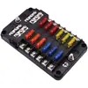 Caja de Fusibles para Coche, Accesorios para Barco y Coche, Tipo Tornillo Enchufable con Terminal Negativo, Luz Indicadora LED, Caja de Fusibles de Múltiples Vías