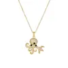 Moda Europea y Americana Lujo Ligero Cadena para Clavícula Acero Inoxidable Incrustado de Diamantes Pulpo Serie Oceánica Joyería de Nicho de Gama Alta Venta al por Mayor