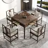 Mesa Antiga de Madeira de Olmo Estilo Chinês Oito Imortais, Conjunto de Mesa Quadrada de Xadrez e Cadeiras de Madeira Maciça para Uso Doméstico, Mesa de Mahjong, Mesa Quadrada, Mesa de Jantar