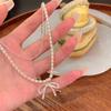 Collar de Perlas de Doble Capa de Blogger Coreano Xiaomi para Mujer con Lazo, Accesorios, Cadena para Clavícula, Lujo Ligero de Alta Gama