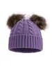 Gorro de Punto Trenzado Simple de Moda para Otoño e Invierno de Adulto, Lindo Doble Pompón, Cálido a Prueba de Viento para Exteriores, Gorro de Lana