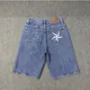 Calça Jeans Corteiz Alcatraz Cross Border Street Hip Hop Estrela Bordada Perna Larga Calça Casual Solta