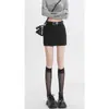 Falda de traje gris para mujer, nuevo estilo verano 2026, falda de línea A de cintura alta americana, falda corta ajustada al cuerpo