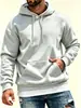 Moletom Masculino Atacado Transfronteiriço Casual Plus Veludo Quente Solto Cor Sólida Outono Estilo Americano Manga Longa Com Capuz Moletom Masculino