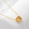 Moda Simples Cubo Açúcar Colar Feminino Estilo Japonês Luz Luxo S925 Prata Esterlina Quadrado Cor Champanhe Zircão Pingente Clavícula Corrente