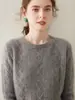Nuevo Suéter de Cachemir Otoño e Invierno 2025 para Mujer, Cuello Redondo, Jersey de Jacquard de Diamantes, Suéter Cálido de Punto como Capa Base