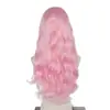 Peruca para mulheres, rosa claro, repartição livre, cabelo longo e cacheado, ondas grandes, natural, volumosa, moderna, europeia e americana, transfronteiriça, cobertura completa da cabeça