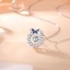 Collar elegante de plata de ley 925 con diseño de nicho y cadena de clavícula de circonita de lujo con colgante de flor.