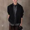 Jaqueta Camisa Xadrez Costurada Falsa Duas Peças Masculina Outono Tendência Marca High-End Solta Manga Longa com Cardigã