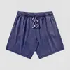 Atacado Transfronteiriço 250g Shorts de Algodão Puro Lavados com Efeito Desgastado Tamanho Europeu e Americano High Street Calças de Cinco Pontos Shorts Esportivos Largos