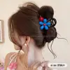 Pinza para el pelo floral versátil y elegante, única y colorida, pinza de tiburón de moda para la parte trasera de la cabeza, accesorio para el pelo tipo pinza de garra dulce diario estilo coreano