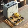 Caja de Viaje Portátil Set de Té Kung Fu Cerámica Vajilla de Té Una Tetera Cuatro Tazas Set Completo Venta al por Mayor Regalo Logo