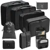 Set organizador de viaje premium, incluye 11 piezas: bolsas para guardar ropa, bolsas con cordón, bolsas para cosméticos y artículos de tocador, y bolsas de malla plegables para almacenamiento