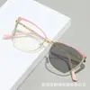 Gafas de Moda Ojo de Gato Sin Graduación Monturas de Gafas Ultraligeras de Moda Gafas Retro Fotocromáticas Anti-Luz Azul Gafas Fotocromáticas de Metal Comercio Exterior