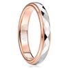 Anel de Aço Tungstênio Banhado a Ouro Rosê Bicolor Facetado de 4mm, Unissex, Disponível para Dropshipping, Tamanhos Americanos 5-10, Estilo Casal