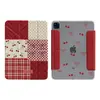 Funda Magnética Desmontable para Tableta Estilo Lazo de Cereza Japonés y Coreano para Apple iPad Pro con Ranura para Lápiz, Patrón Cuadros Air, Mini