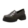 Mocasines de plataforma de tacón alto, zapatos de vestir sencillos para mujer, nueva colección de otoño estilo coreano, estilo preppy, zapatos JK británicos, que aumentan la altura