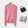 Suéter de Lã Pura Sem Costura de Malha 18 Gauge para Mulheres, Gola Alta Meia, Camiseta Base em Tricô Vazado, Corte Justo, Roupa Feminina Estilo Outono