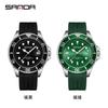 Reloj de Cuarzo Sanda New 7018 Calendario Verde Reloj Water Ghost Moda Casual Silicona Reloj de Hombre