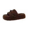 Pantuflas Peludas para Mujer Ropa Exterior Algodón Nuevo Estilo Otoño e Invierno Pantuflas de Suela Gruesa para el Hogar 2025 Súper Populares Lana de Cordero Cálidas Negras