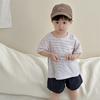 Conjunto de Dos Piezas de Camiseta de Verano para Bebé y Shorts Ropa de Verano para Bebé Estilo Coreano Ropa Infantil Ropa Infantil de Rayas de Manga Corta