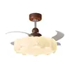 Nova Luminária Ventilador de Teto Invisível para Quarto Estilo Retrô Cor Creme com Padrão de Mármore Falso Design Criativo de Bolha Proteção para os Olhos Luminária Ventilador Elétrico