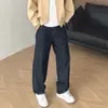 Cuchillo Curvo Estilo Americano Jeans de Color Original para Hombre Pierna Recta Ancha Holgada 2026 Tendencia Nuevo Estilo Pantalones Largos Casuales